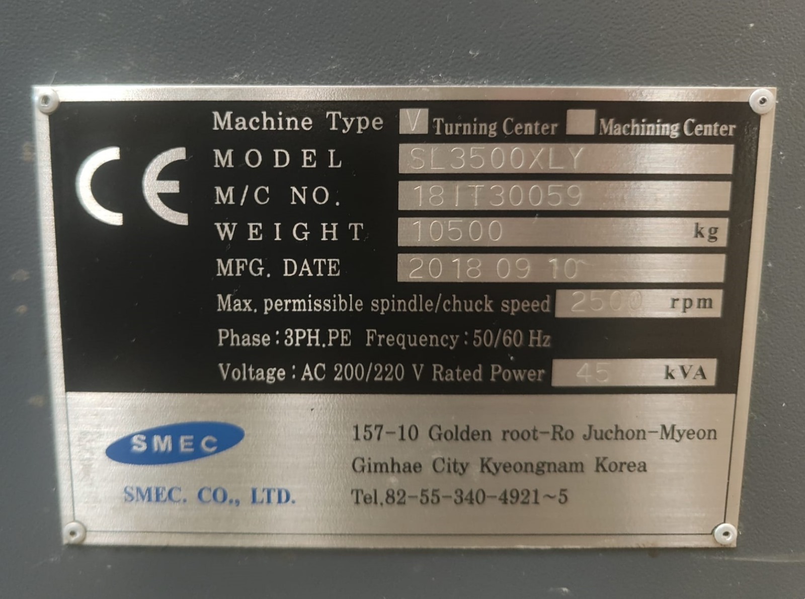 Tornio a controllo numerico SMEC SL3500XLY